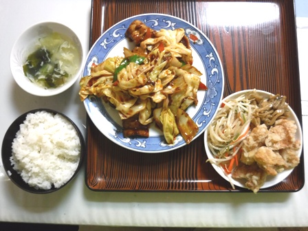 仙台　須賀の家　回鍋肉定食＋セルフ副菜
