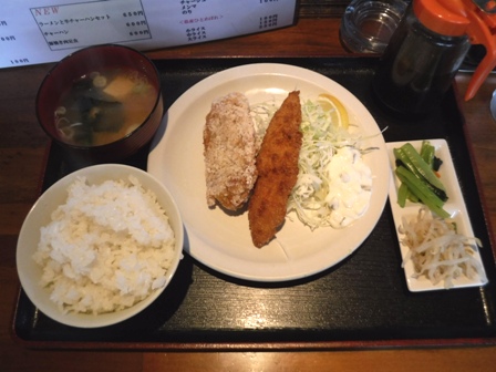 仙台　欅屋　鶏唐と白身魚定食