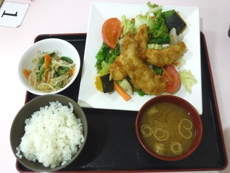 仙台　東北大学病院食堂　鶏ささみのフリッター香味ソース定食
