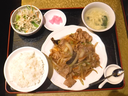 仙台　福満楼　豚肉と玉ねぎ炒め定食