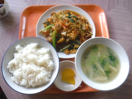 仙台　三浦食堂　玉子と肉炒め定食