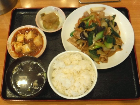 仙台　新星飯店　豚肉と長葱の炒め定食大盛り