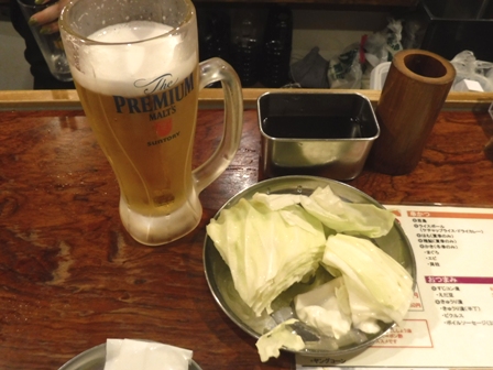 大阪　七福神　生ビールキャベツ